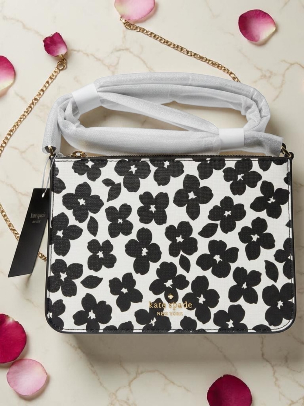 kate spade Black & White Floral Crossbody Purse